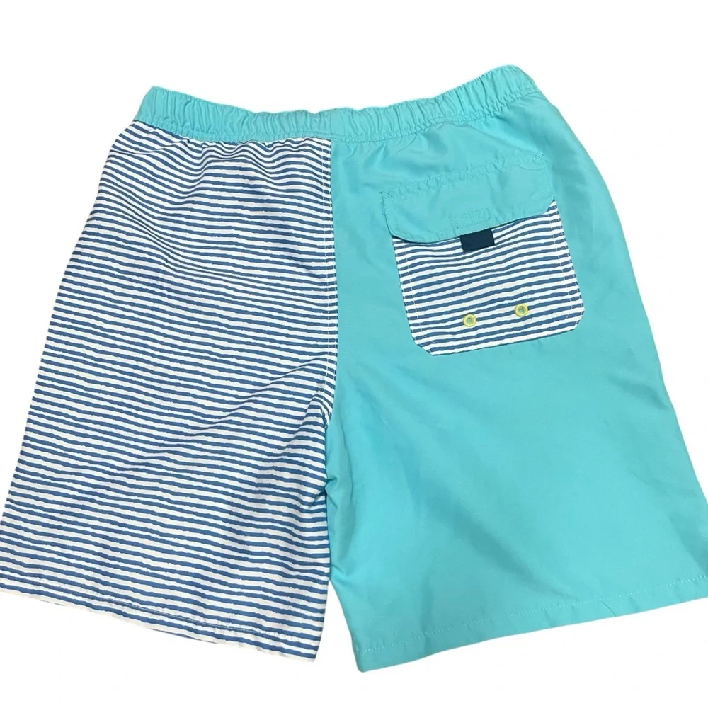 Vineyard‎ Vines Boys Blue Stripe & Solid Colorblock Swim Trunks Size Large